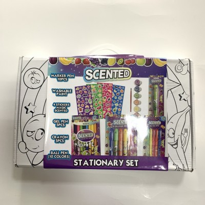 SCENTED STATIONERY SET MARKER PEN  WASHABLE PAINT STICKER GELL PEN CRAYON BALLPOINT PEN FOR KIDS